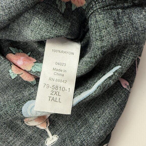 KS Island Mens 2XL Tall Black Short Sleeve Hawaiian Shirt Flamingo Martini - Picture 5 of 8